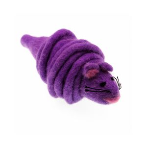 Eco friendly sheep's wool cat toy in purple
