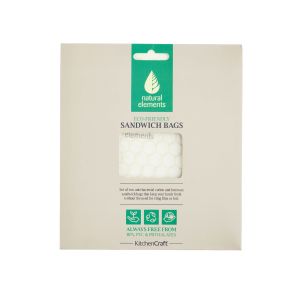 Set of 2 anti-bacterial cotton and beeswax sandwich bags, a replacement for traditional food wraps and bags