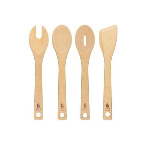 Set of 4 kitchen utensils made from recycled wood fibre