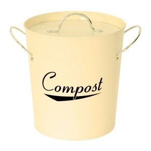 Premier Housewares Metal Compost Bin - Cream - 3.5L