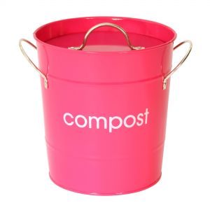 Premier Housewares Metal Compost Bin - Pink - 3.5L