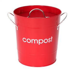 Premier Housewares Metal Compost Bin - Red - 3.5L