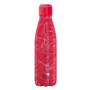 Stainless steel water bottle in pink with grunge artwork