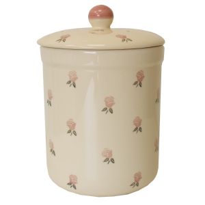 Pink garden rose ceramic compost caddy