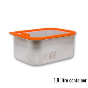 1.8l food storage container by Elephant Box made from stainless steel and borosilicate glass.