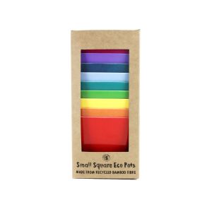 Set of 10 rainbow coloured eco-friendly plant pots 