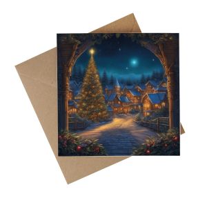 Recycled Paper Christmas Card - Festive Village