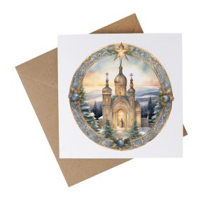 Recycled Paper Christmas Card - Christmas Star Church