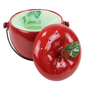 Red Apple Ceramic Compost Caddy - NO LID