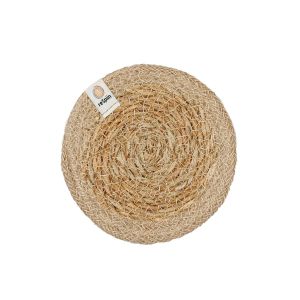 round drinks coaster made from natural seagrass and jute fibres