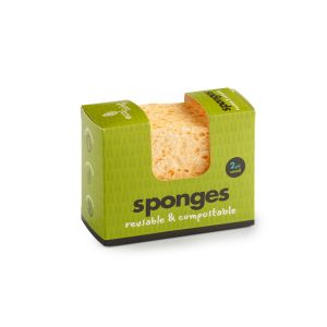 2 pack of biodegradable, reusable and compostable wavy sponges