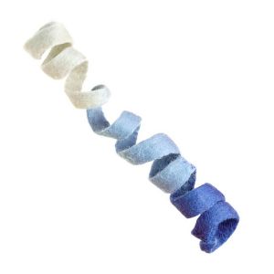 Eco friendly sheep's wool spiral cat toy in blue