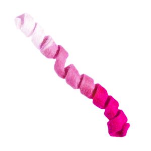 Eco friendly sheep's wool spiral cat toy in pink & red