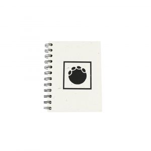 Eco friendly small notebook with a black paw print