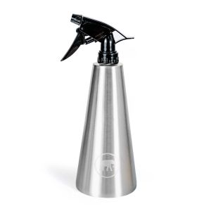 Eco-friendly reusable spray bottle made from stainless steel and BPA free pump action spray trigger.
