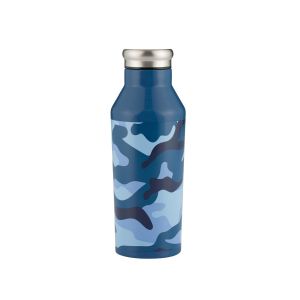 Stainless steel water bottle in blue camouflage prints