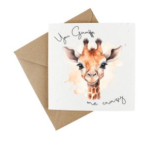 a novelty giraffe design wildflower plantable valentine's day card
