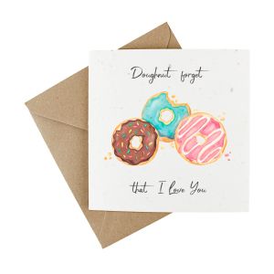 Doughnut valentines card made from wildflower seeded paper