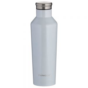 Stainless steel water bottle in strong white
