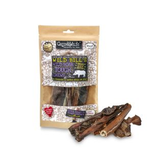 A packet of natural dog treats made from wild boar