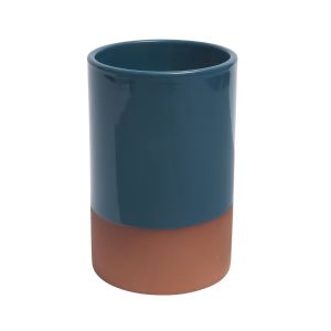 dark blue glazed terracotta wine cooler
