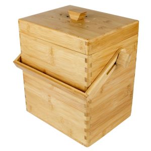 Wooden Bamboo Compost Caddy / Food Waste Bin 4L - Main