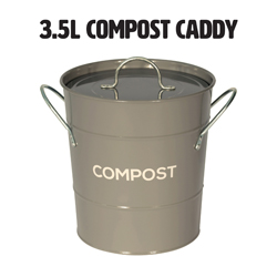 Dark grey metal food waste compost caddy